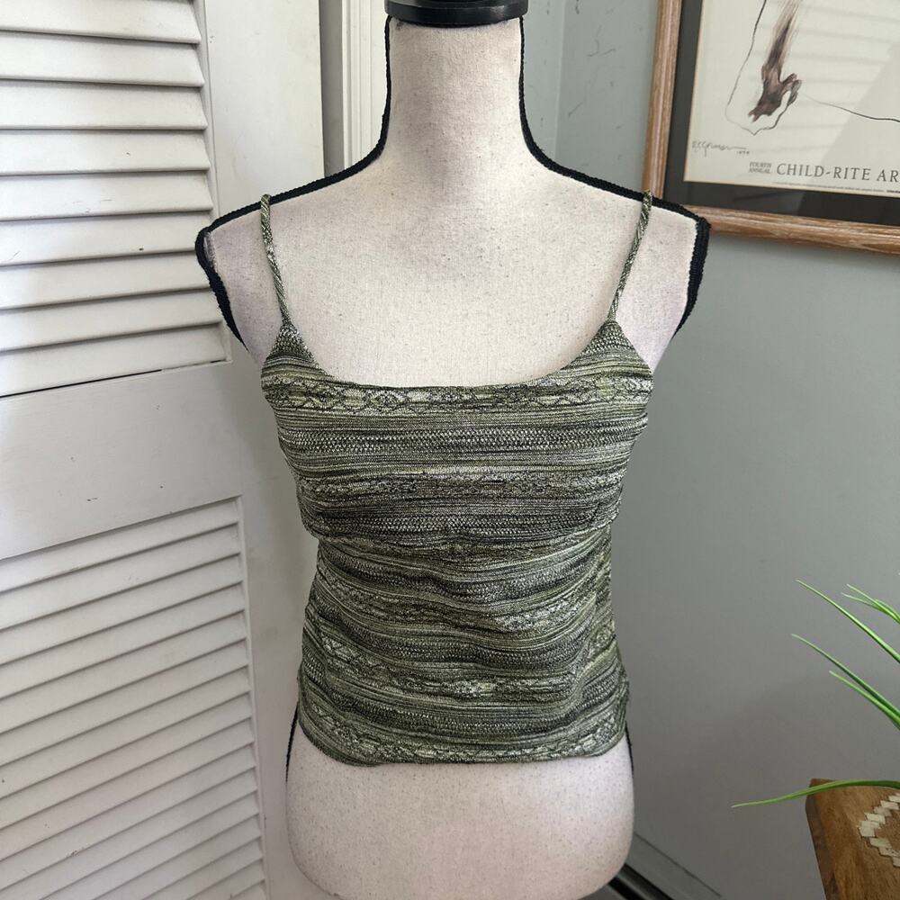 Vintage 4UI Top Womens Large Green Strappy Tank Y2K Indie Sleaze Grunge Coquette